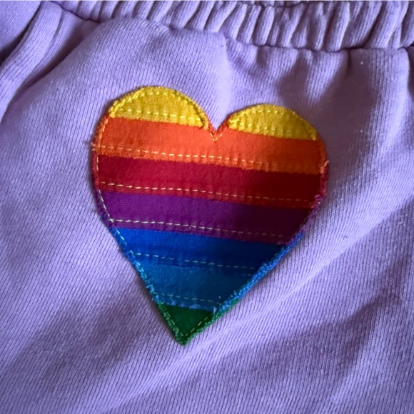 Aviator Nation Purple Shorts with Rainbow Heart - Picture 2 of 8